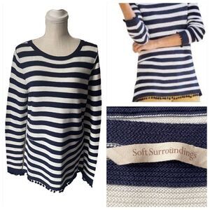 Soft Surroundings Vista Nautical Stripe Pullover Sweater